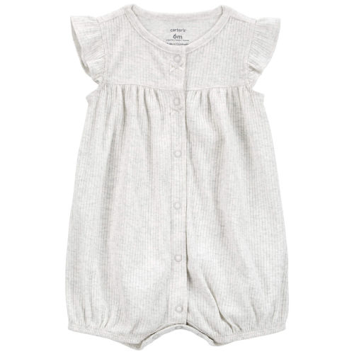 Baby Cotton Rib Short-Sleeve Romper - Gray - Carter's | Carter's