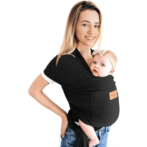 Baby Wrap Carrier - Premium Cotton Sling for Newborns to Toddlers - Hands-Free, Soothing Wrap with Front Pocket for Essentials - One Size Fits All - by Max&So