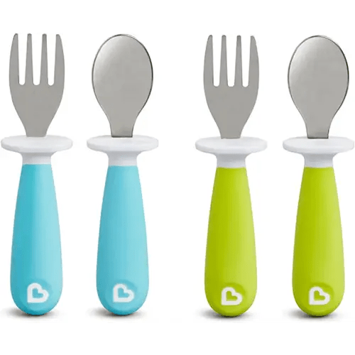 Munchkin 4pk Raise Tdlr Fork and Spoon-Blu/Grn