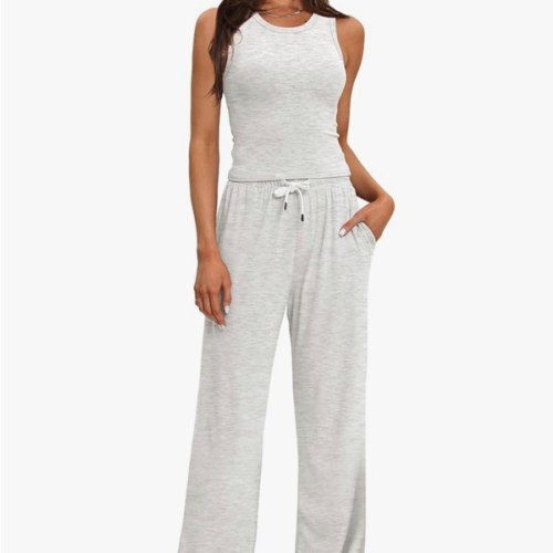 Darong Women's 2 Piece Outfits Lounge Sets Sleeveless Tank Tops and Wide Leg Pants Sets Tracksuits Match Sets