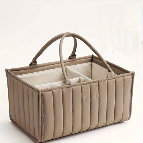 FUZILIN Mocha Brown Diaper Caddy Organizer Basket for Diaper Storage, Baby Shower Registry & Essentials