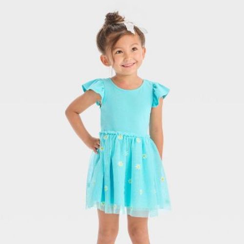 Toddler Girls' Daisy Tank Tulle Dress - Cat & Jack™ Turquoise Blue 3T