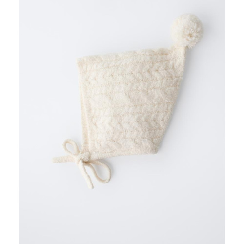 CABLE KNIT POMPOM BONNET - Ecru | ZARA United States