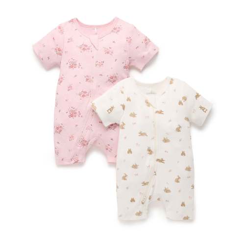 Little Bunny 2 Pack Short Zip Growsuit