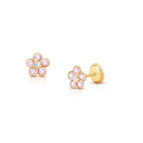 Children's 14K Gold Flower Girl Studs Girl's Screw Back Earrings