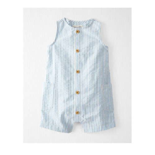 Baby Seersucker Button-Front Romper Made with Organic Cotton