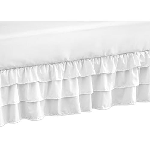 Solid Color White Shabby Chic Girl Ruffled Crib Bed Skirt Dust Ruffle for Harper Collection by Sweet Jojo Designs