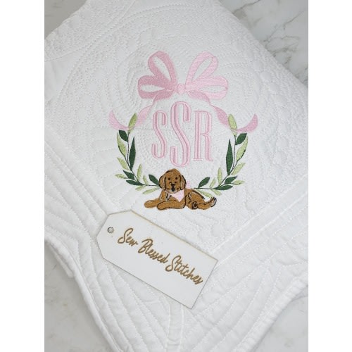 Monogram baby quilt, baby shower gift, new baby gift, monogram baby gift