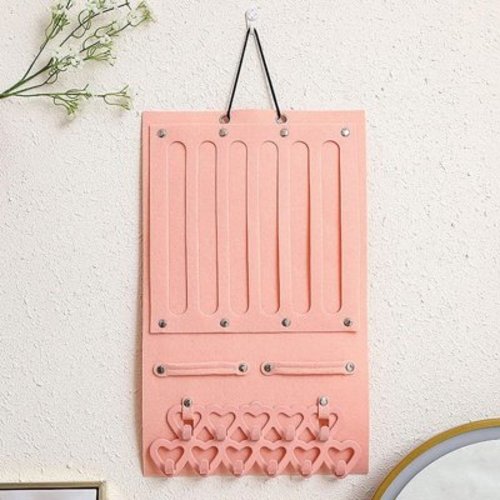 Bows Holder for Baby Girls, Bows and Headbands Holder for Baby,Baby Headband Holder Organizer Hanging Newborn Hair Bow Storage w/Heart-Shape Velvet Hangers for Baby Hair Accessories,Pink