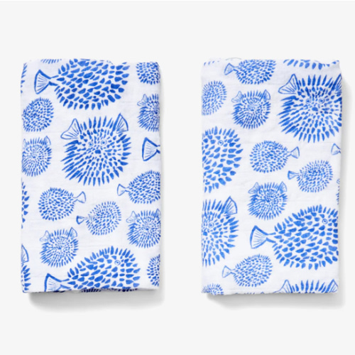 Burp Cloth Set - Blowfish in Marine | Lewis
