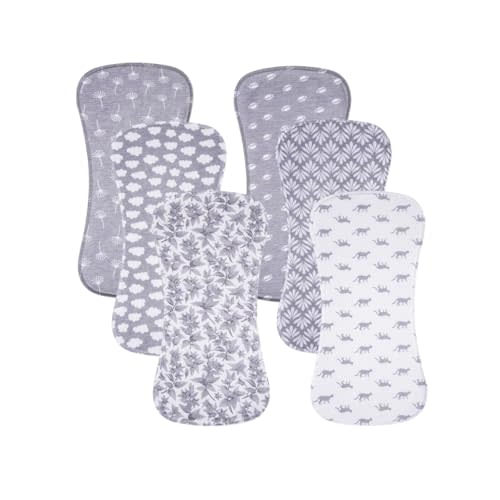 Gelisite 6 Pack Cotton Baby Burp Cloths Extra Absorbent Soft for Baby Boys and Girls (Grey02)