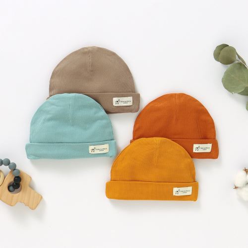 Tiny Alpaca |  Natural Bamboo Baby Hats | 0-6 Months | Gender Neutral | Ribbed Baby Hat | Baby Shower Gift | Set Of 2