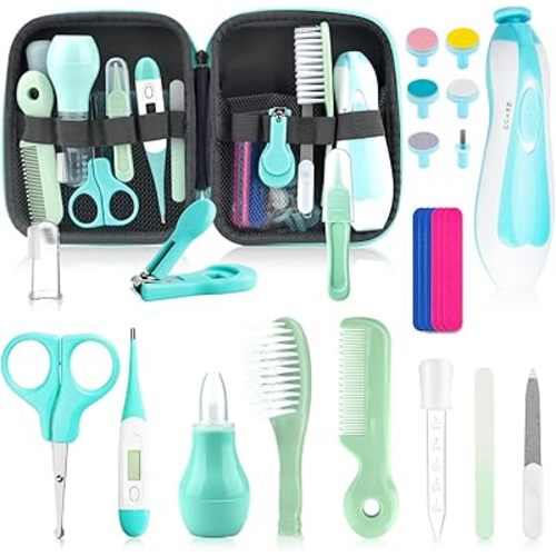 Baby Grooming Kit for Boys Girls Safety Newborn Nursery Essentials Grooming Set Gift for First-time Parents, Green 25 in 1