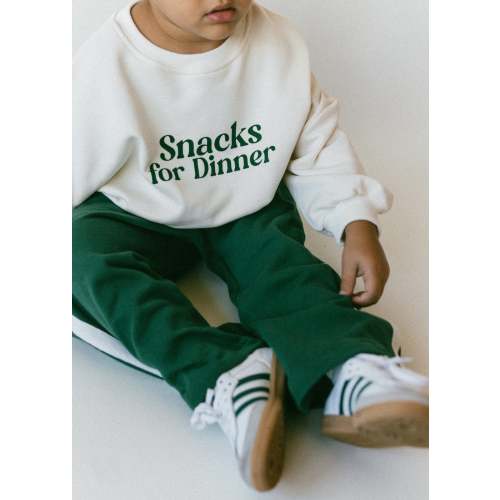 Graphic Crewneck- Snacks For Dinner- Green – Fostered Collection
