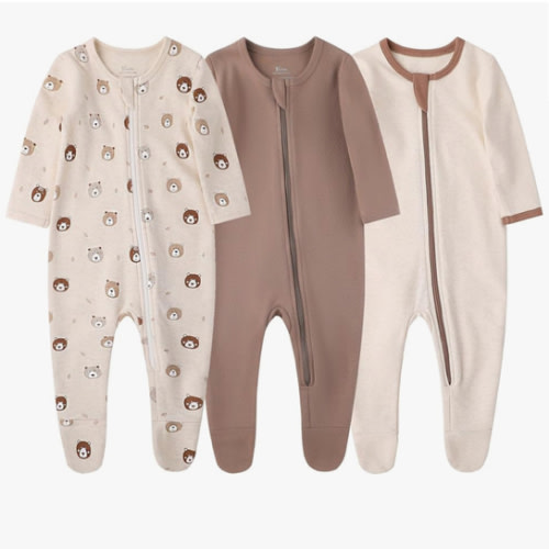 O2 BABY Baby Boys Girls Organic Cotton Zip-Front Sleeper Pajamas, Footed Sleep 'n Play