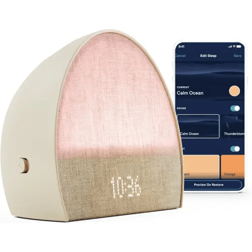 Hatch Restore 2 Sunrise Alarm Clock, Sound Machine, Smart Light (Putty) ー Your Smart Sleep Clock, White Noise, Customizable Sleep Routines for Adults, Unwind Gently, Dimmable Clock, Wake Up Energized
