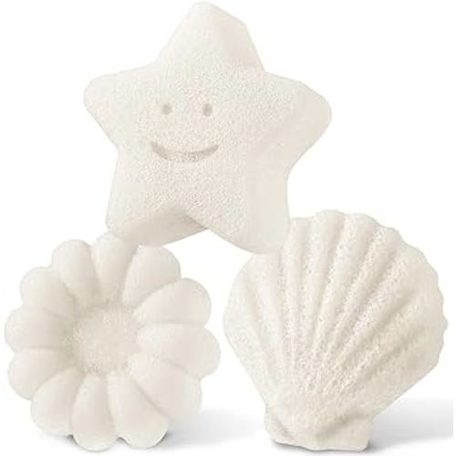 Konjac Baby Bath Sponge for Bathing, Kids Bath Sponge with Cute Shapes, Organic & Natural Konjac Baby Bath Sponge for Newborn Infants, Toddler Shower Time, Konjac Sponge for Boy Bathing Face Washing
