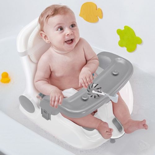 BabyBond Baby Bath Seat with Sitting & Lying 2 Modes Infant Bathtub Chair with Suction Cup(Light Pink)