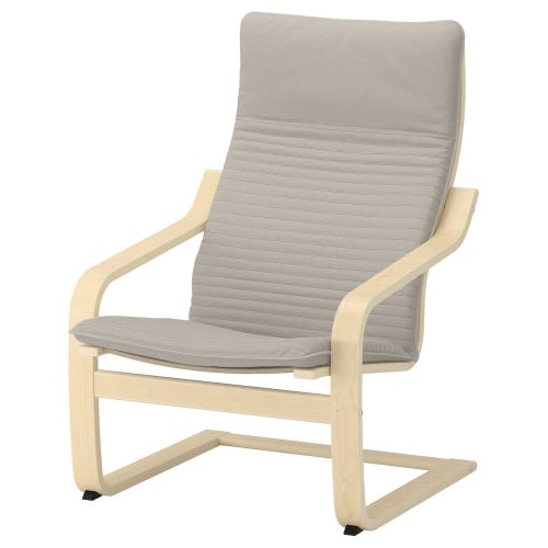 POÄNG Armchair - birch veneer/Knisa light beige