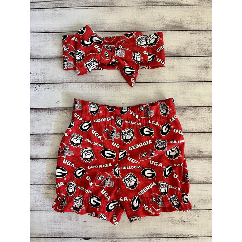 Georgia Bulldogs Inspired Football Bloomer Headwrap Headband Toddler Bows Big Bow Little Baby Girl Headwraps Shorts Newborn Bummies Diaper