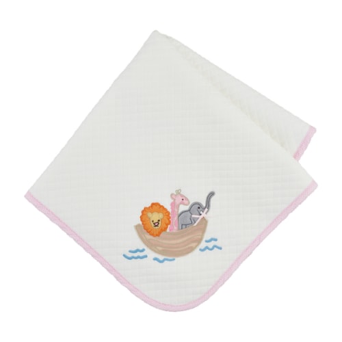 Pink Noah's Ark Quilted Blanket | Mud Pie