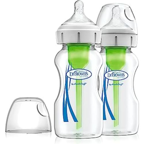 Dr. Brown's Options Glass Wide-Neck Baby Bottles, 2-Pack, 9 oz