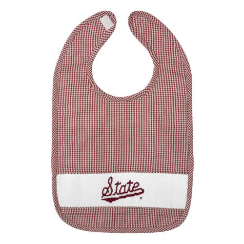 State Script Mini Check Smocked Bib