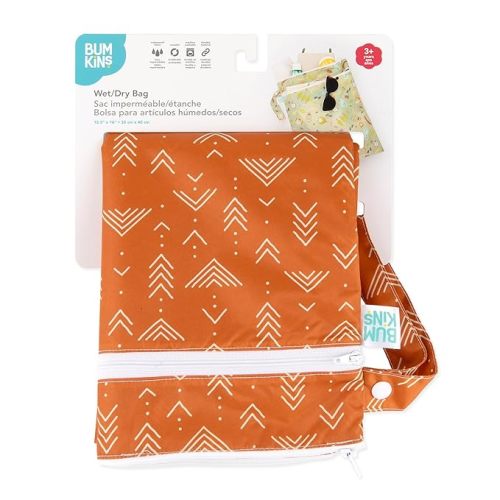Bumkins Waterproof Wet/Dry Bag for Baby Boho Orange - B5 Grounded-WD