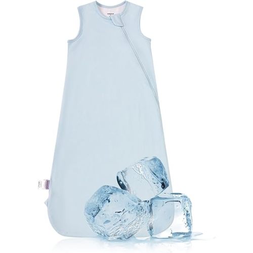 BubblePanda Cooling Summer Sleep Sack 0.5 Tog 12-18 Months Q-Max 0.3 Soft Lightweight Sleep Sack Baby Wearable Blanket Toddler Baby Cooling Blanket for Hot Sleeper Night Sweats 2-Way Zipper