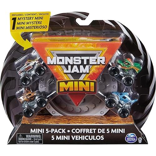 Monster Jam, Official Mini 5-Pack with Mystery Collectible Monster Truck, 1:87 Scale, Kids Toys for Boys and Girls Ages 3 and up