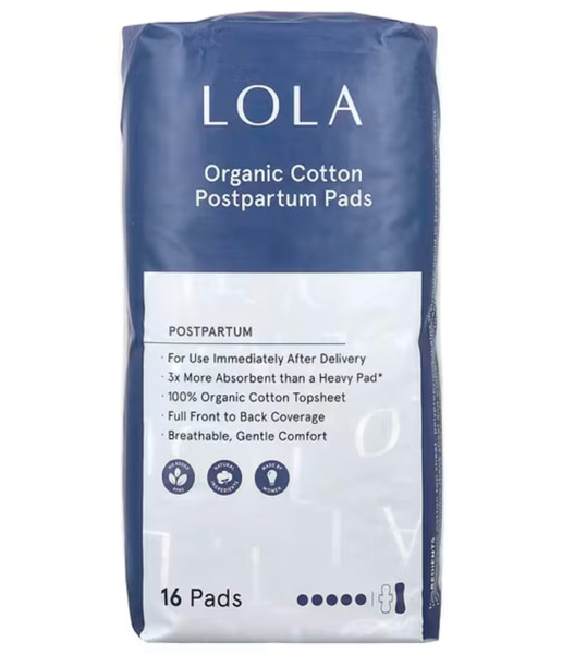 Lola, Organic Cotton Postpartum Pads, 16 Pads