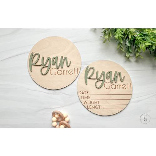 Baby Announcement Sign With Birth Stats | Matching Name Plate | Wood Sign for Name Reveal | Personalized Baby Name Sign | Sign For Hospital