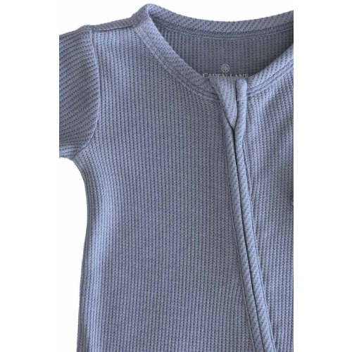 Embroidered Bamboo Waffle Zipper Footie | Lake