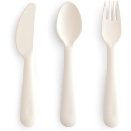 mushie Dinnerware Cutlery Set of 3 For Kids | Made in Denmark (Ivory)