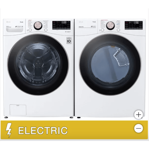 LG 4.5 cu. ft. Front Load Washer with TurboWash 360° and 7.4 cu. ft. ELECTRIC Dryer with TurboSteam and Built-In Intelligence