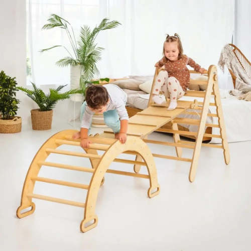 Goodevas 3in1 Montessori Climbing Set: Triangle Ladder + Wooden Arch + — buybuy BABY