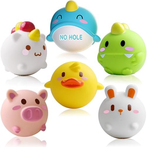 Bath Toys Toddler No Hole Bath Tub Toys for Baby 6-12 Months Toys 12-18 Months 6PCS Animal Floating Bathtub Toys for Kids 1-3 Baby Shower for Infant Boys Girls Easter Gift