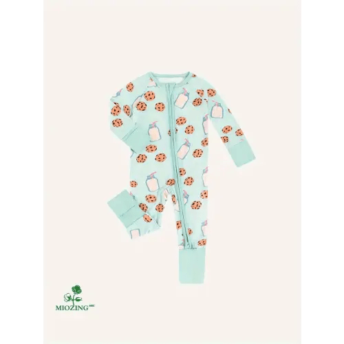 bamboo fiber long sleeve zipper romper cute milk - Temu