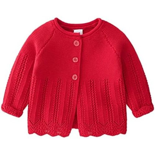Newborn Baby Girls Knit Cardigans Long Sleeve Crewneck Hollow Knitted Sweater Button Tops Coat Princess Outerwear