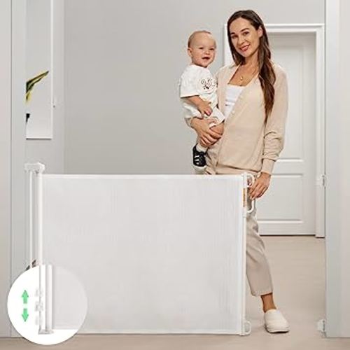 Momcozy Retractable Baby Gate, Mesh Baby Gate or Mesh Dog Gate, 33" Tall,Extends up to 71" Wide, Child Safety Gate for Doorways, Stairs, Hallways, Indoor/Outdoor