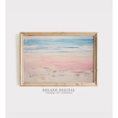 Abstract Coastal Painting PRINTABLE Wall Art Vintage Beach Print DOWNLOADABLE Girly Apartment Decor Seascape Print Pink Blue Abstract Art