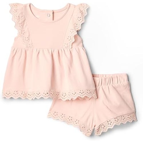 Amazon Essentials x Sofia Grainge Toddlers and Baby Girls' Eyelet Short & Top Set