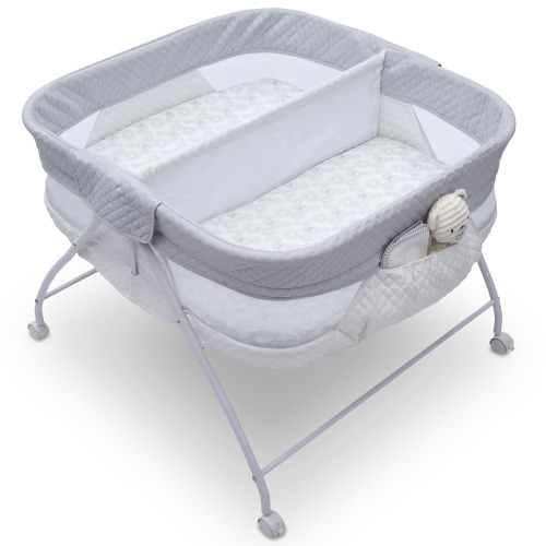 Little Folks Twin EZ Fold Ultra Compact Double Bassinet by Delta Children, Aqua Geo