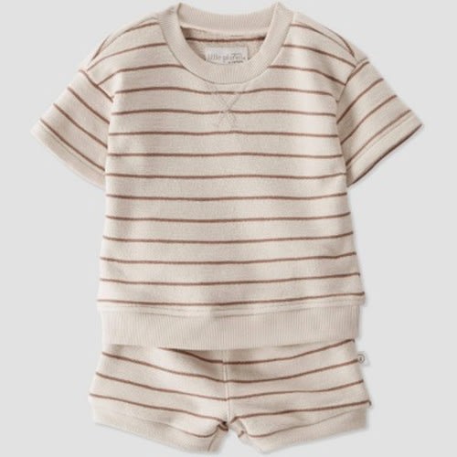 Little Planet by Carter's Organic Baby 2pc Striped Shorts Set - Brown, Size: 9M