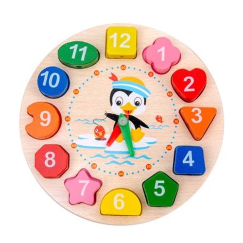 Wooden Shape Color Sorting Clock Early Learning Educational Toy Gift For 1 2 3 Year Old Toddler Baby Kids Teaching Time Number Puzzle Stacking Sorter