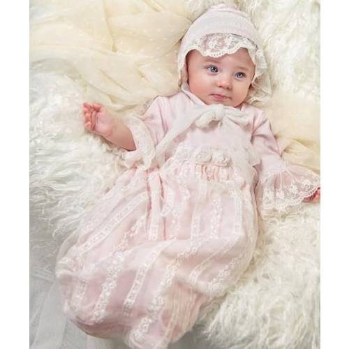 Haute Baby Precious Blush Newborn Girl Take Me Home Gown Multicolor