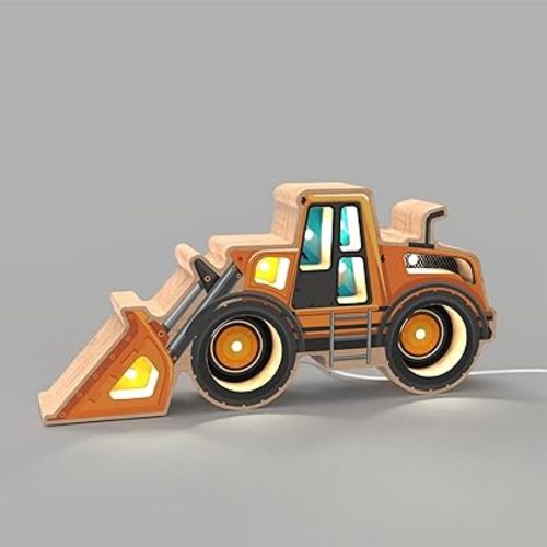 Night Light for Kids, Wooden Loader with Led Night Light, Nursery Nightlight for Toddler Ages 3+ Boys and Girls, Cute Lamps for Birthday Gift, Christmas, New Year, Kids Room Decor, Bedroom