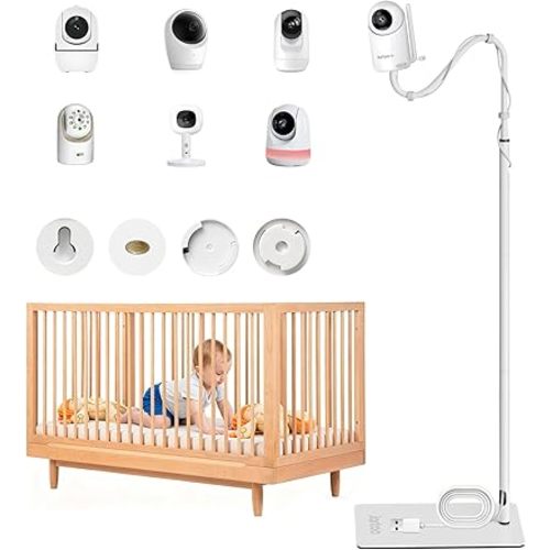 Jartoo Baby Monitor Floor Stand Holder Mount Compatible for HelloBaby HB65/HB40/HB6560/HB6339/HB6550 Pro, Momcozy, Nanit, VAVA, Adjustable Height & Stable Base, No Tools or Wall Damage