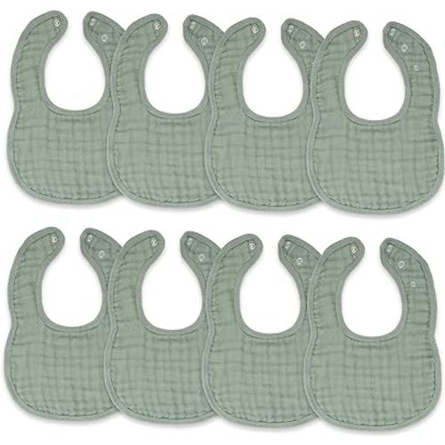 Comfy Cubs Muslin Baby Bibs, Drool Bibs, Adjustable with Easy Snaps, Teething & Drooling, Absorbent Bibs for Boys & Girls