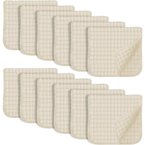 SWEET DOLPHIN 12 Pack Muslin Burp Cloths Large 100% Cotton Hand Washcloths for Baby - Baby Essentials Extra Absorbent and Soft Boys & Girls Milk Spit Up Rags for Newborn Registry - Ivory, 20" X10" - 20x10 Inch (Pack of 12)